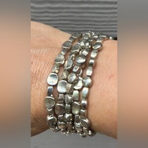 Silver Bead and Cord Bracelet